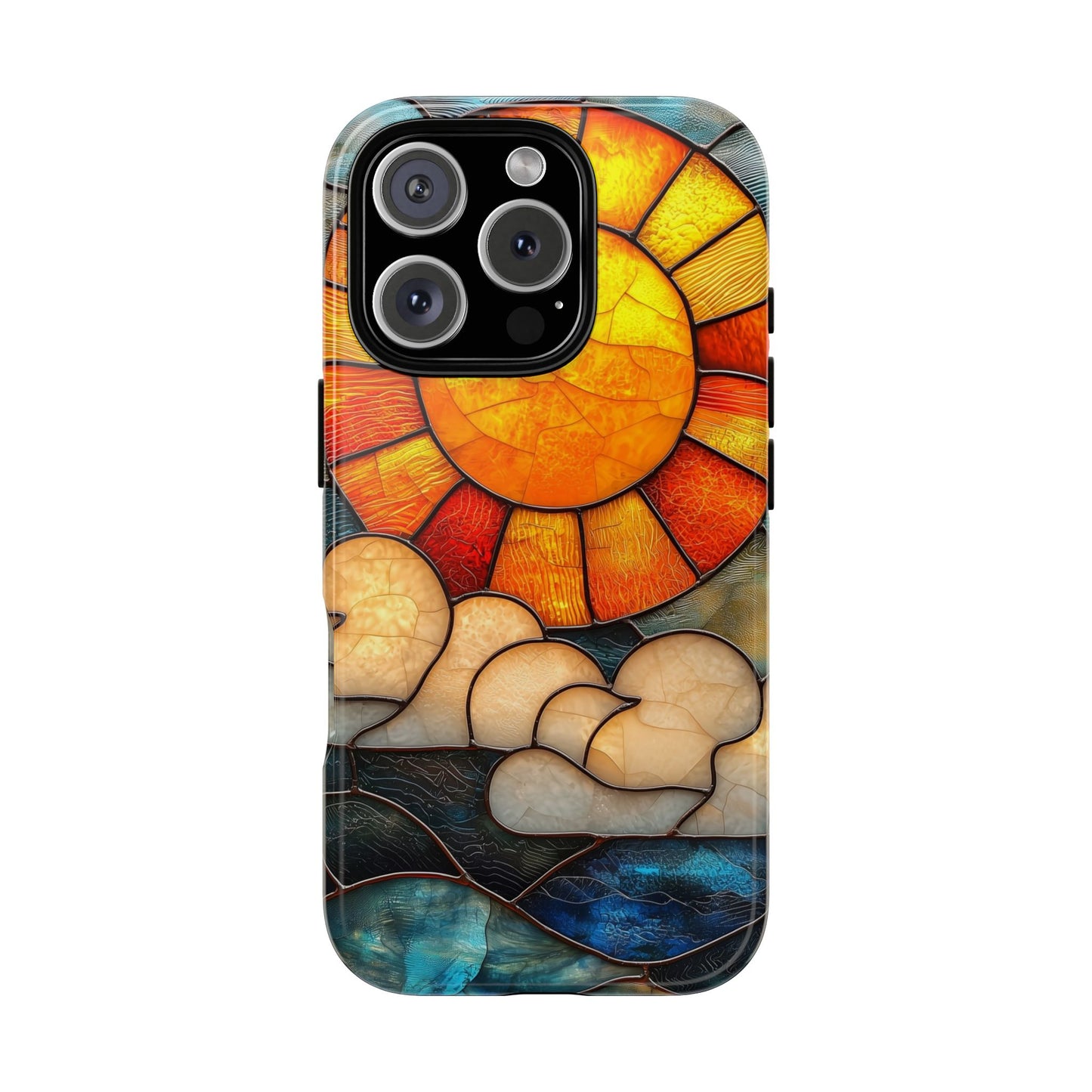 Modern Stained Glass Phone Case – Warm Tones & Abstract Landscape for iPhone, Samsung & Pixel