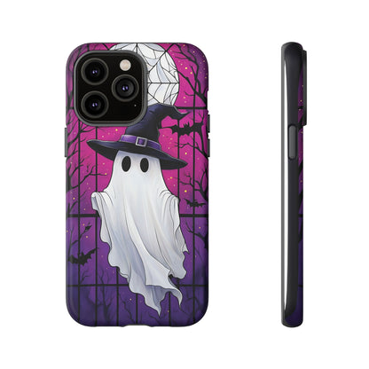 Stylized Halloween Illustration of a Ghost in Stained Glass  phone case design.