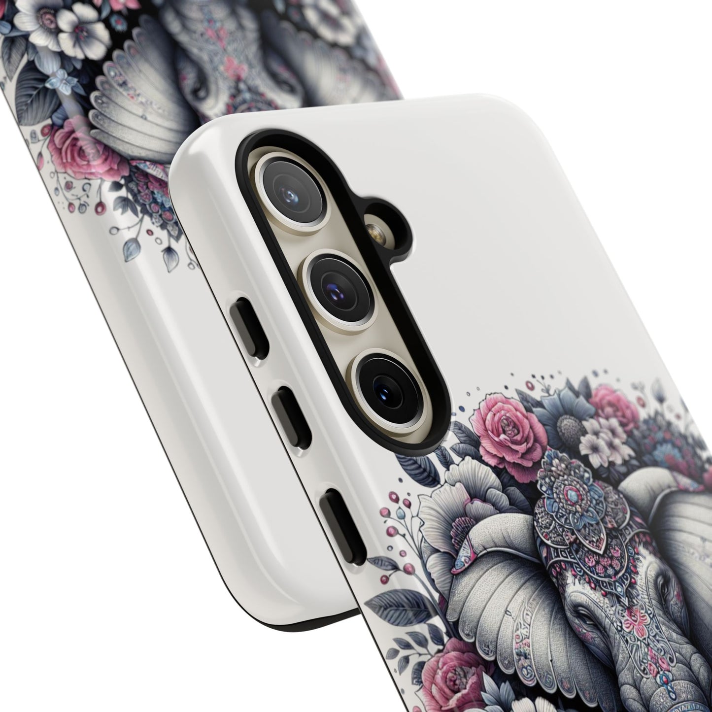 Ornate Floral Elephant Mobile Cover – Elegant Bohemian Art
