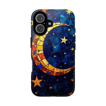 Celestial Crescent: Vibrant Moon and Stars Phone Case