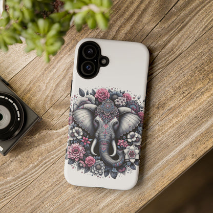 Ornate Floral Elephant Mobile Cover – Elegant Bohemian Art
