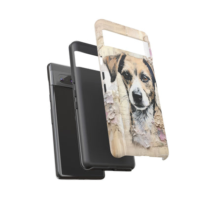Vintage Collage Dog Portrait Mobile Cover – Artistic Mixed Media Design