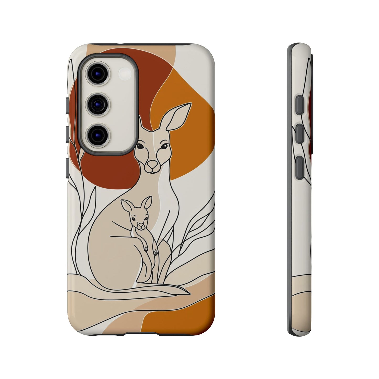 Outback Love: Kangaroo & Joey Line Art Phone Case for iPhone, Samsung & Pixel