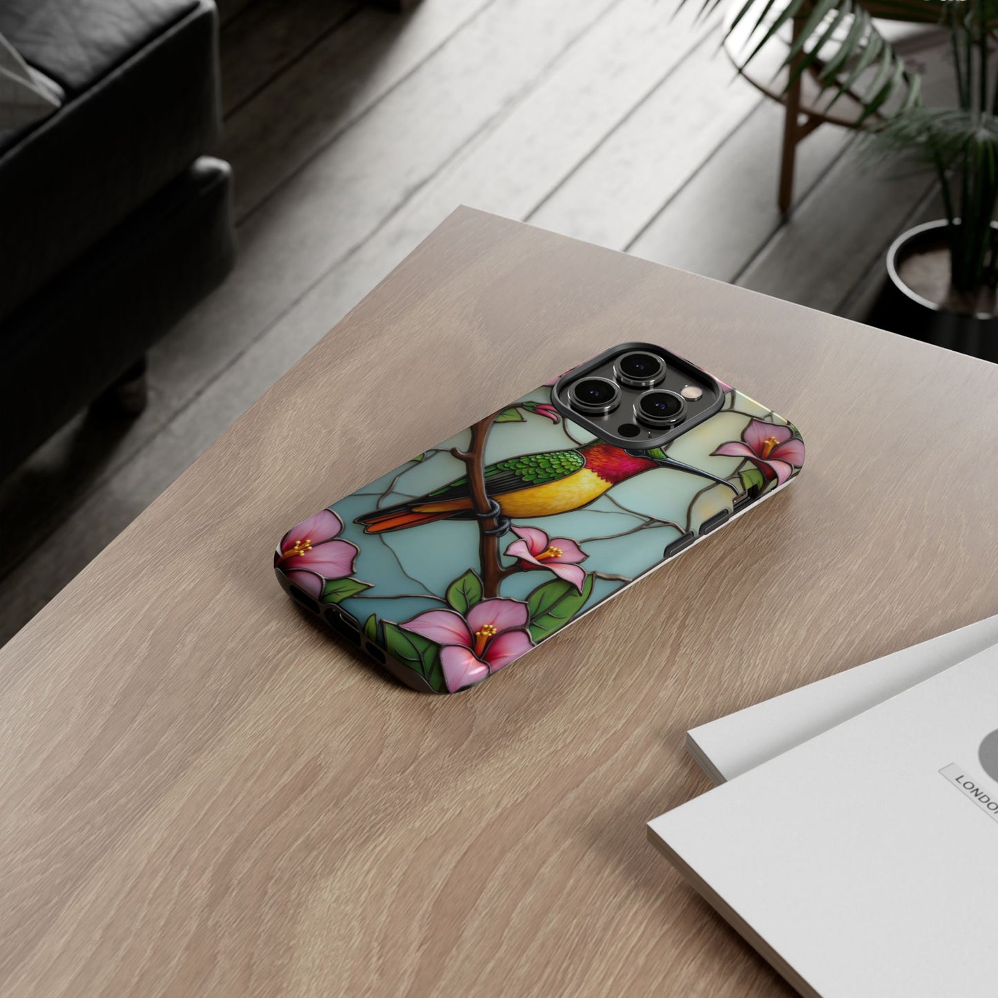 Elegant Hummingbird with Floral Mosaic | Artistic Nature Design