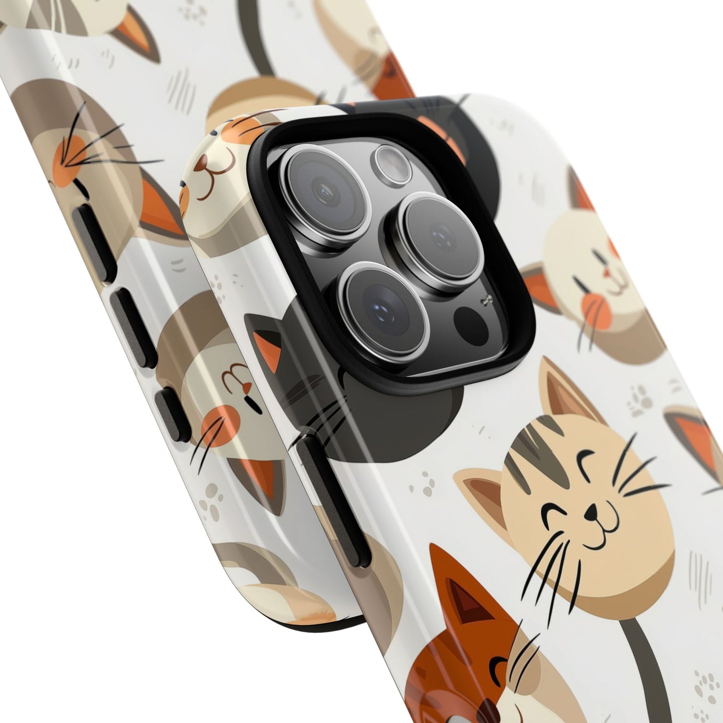 Cute Cat Faces Phone Case – Kawaii Anime Style for iPhone, Samsung & Google Pixel, Fun and Playful Cat Design