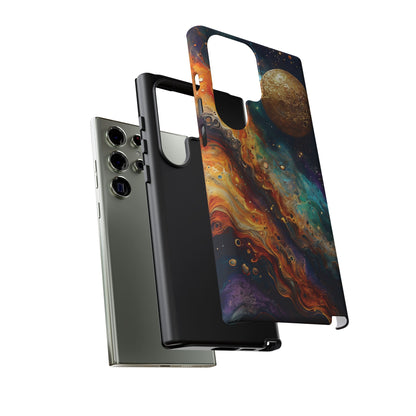 Cosmic Abstract Artwork With Dynamic Swirling Fluid Patterns phone case design.