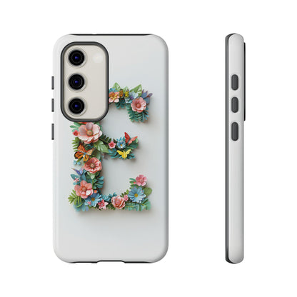 Floral Letter E Phone Case – Personalized Aesthetic Cover for iPhone, Samsung & Google Pixel