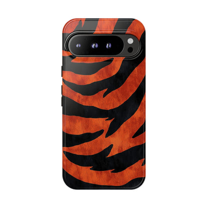 Fiery Orange & Black Tiger Stripes Phone Case for iPhone, Samsung & Google Pixel