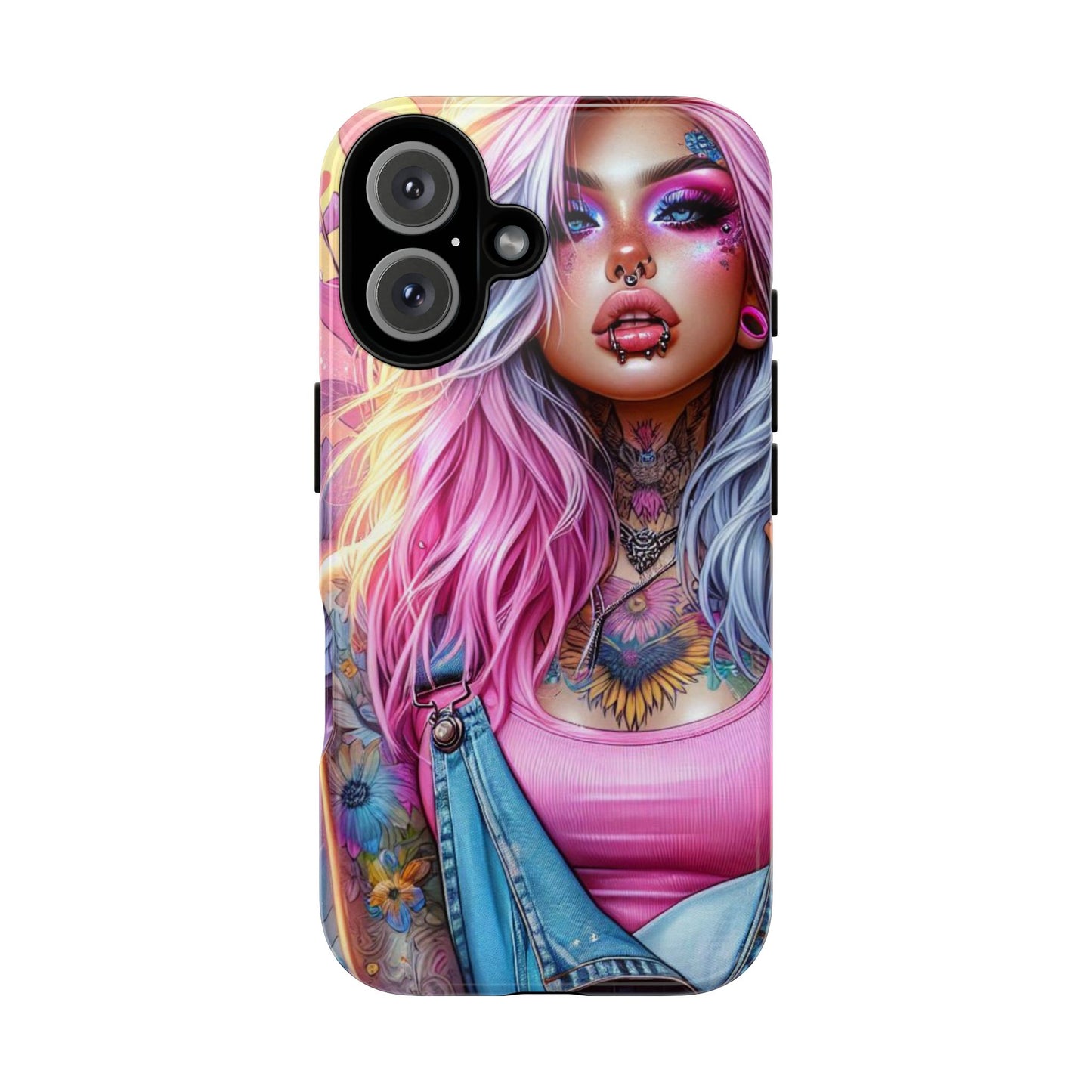 Sunset Glow – Pastel Punk & Floral Ink Mobile Cover