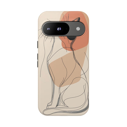 Graceful Cat Outline: Abstract Whiskered Beauty Phone Case for iPhone, Samsung & Pixel