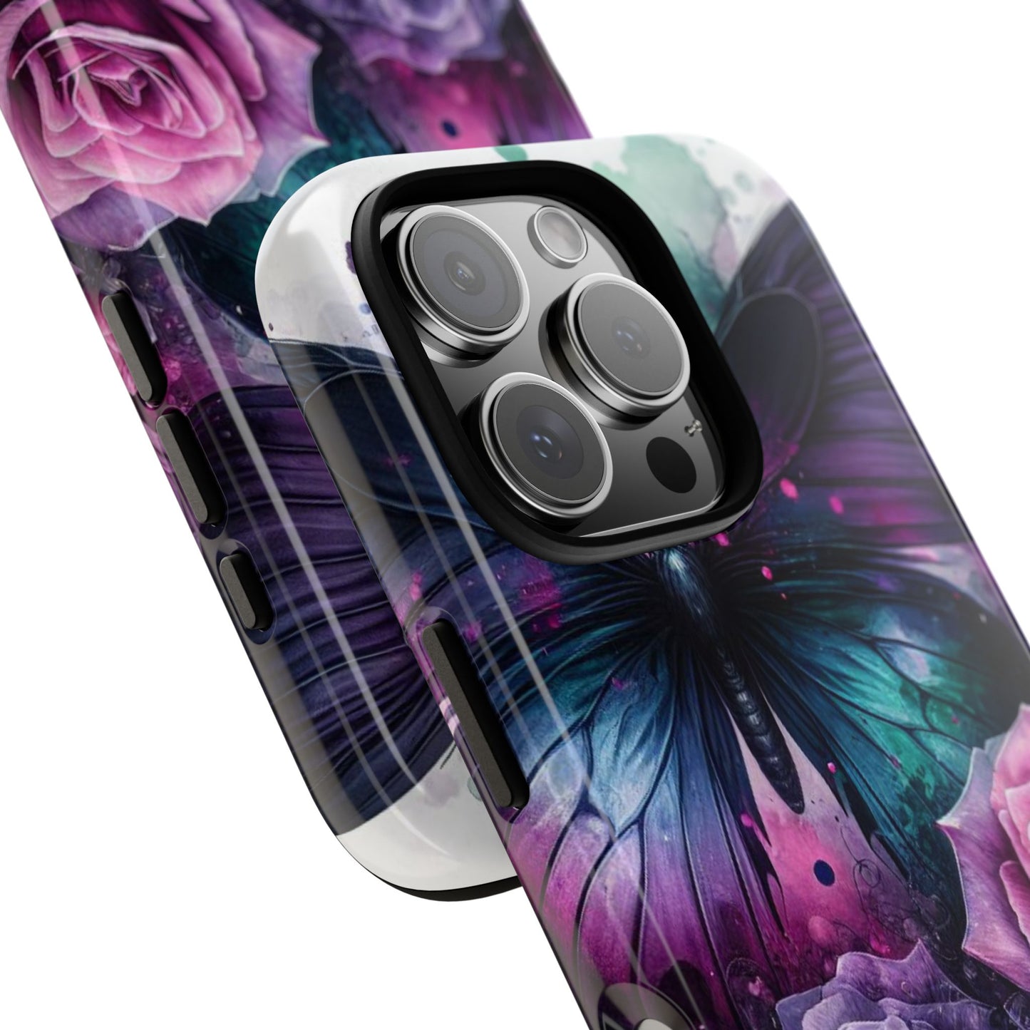 Mystic Bloom – Vibrant Butterfly & Rose Art Mobile Cover