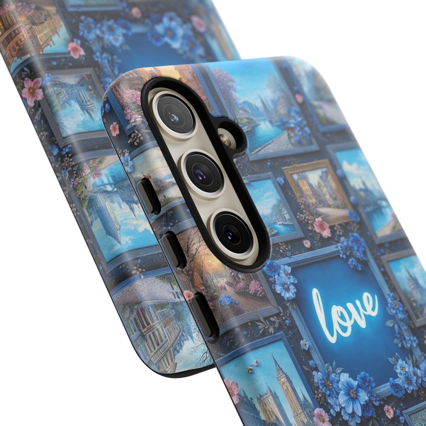 Blue Floral Love Frame Phone Case
