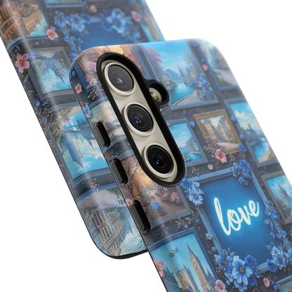 Blue Floral Love Frame Phone Case