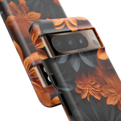 Orange & Black 3D Floral Mobile Case