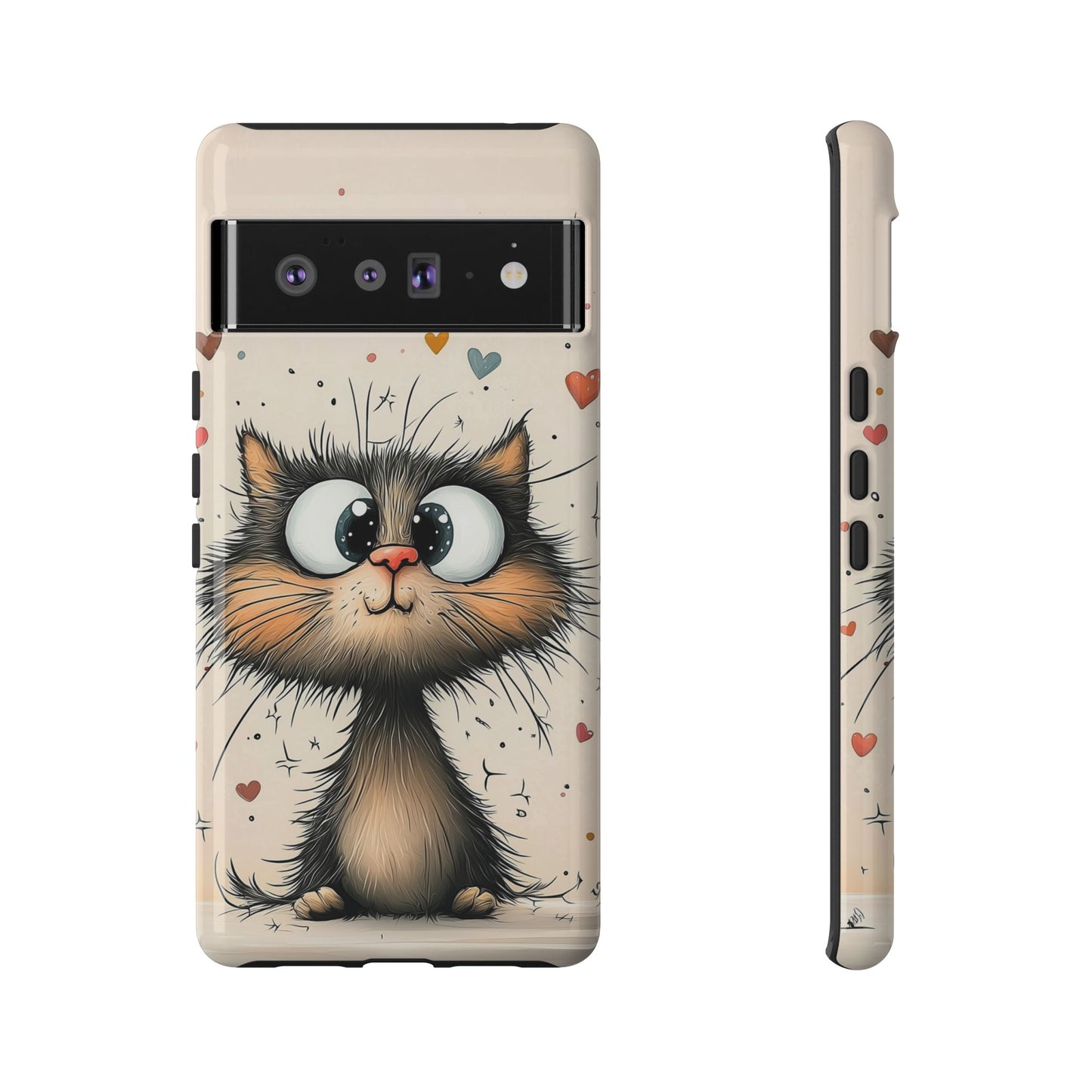 Whiskers & Hearts Phone Case – Cute Anime Cat Design for iPhone, Google Pixel & Samsung