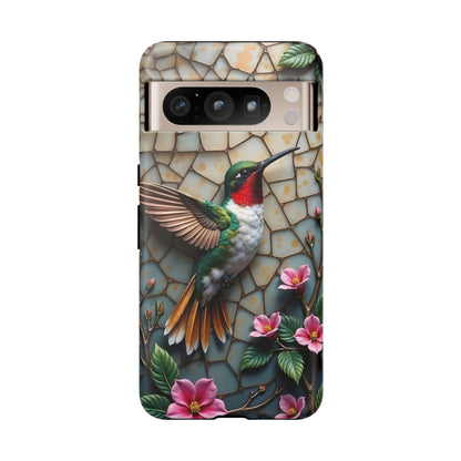 Vivid Hummingbird with Blossoming Branches | Artistic Mosaic Style