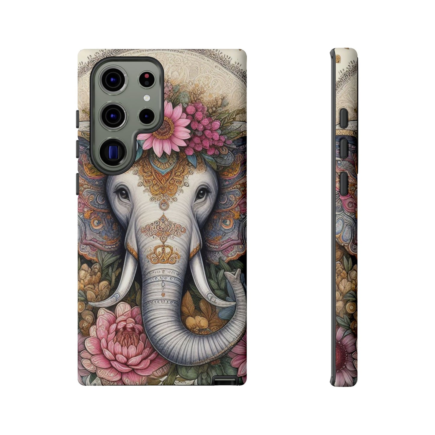 Elegant Floral Elephant Mobile Cover – Royal Mandala Art