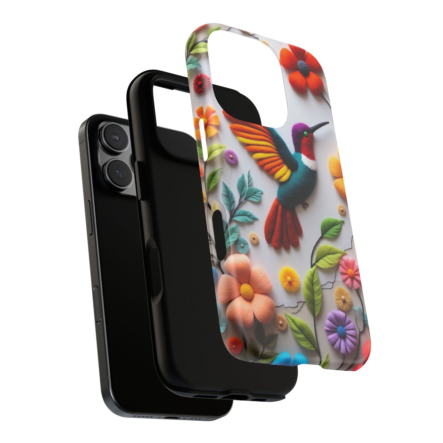 Embroidered Hummingbird with Floral Design | Nature's Elegant Stitch | iPhone 16 Pro