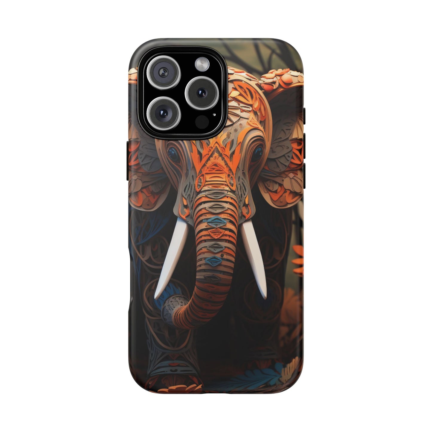Elegant Artistic Elephant Mobile Cover – Intricate Paper-Cut Design