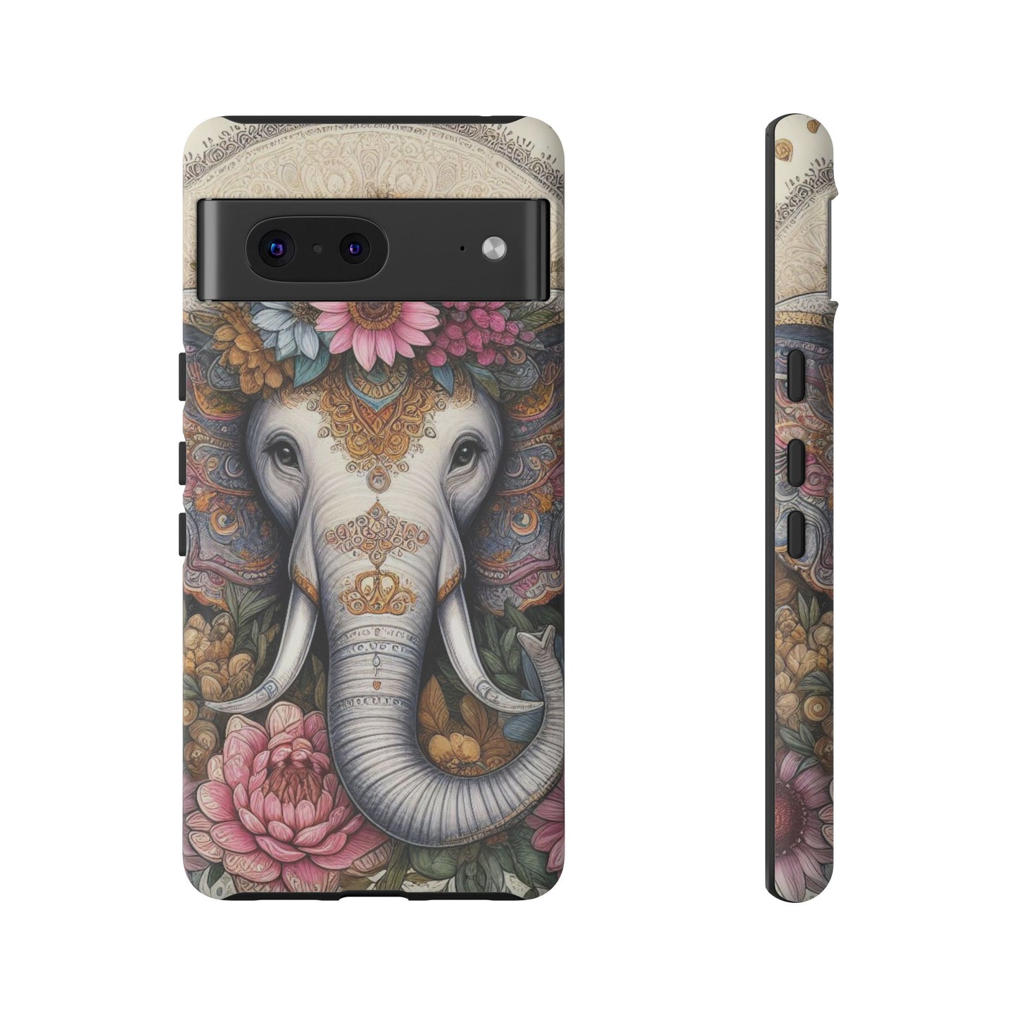 Elegant Floral Elephant Mobile Cover – Royal Mandala Art