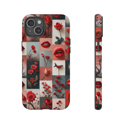 Red Flowers & Lips Collage Phone Case