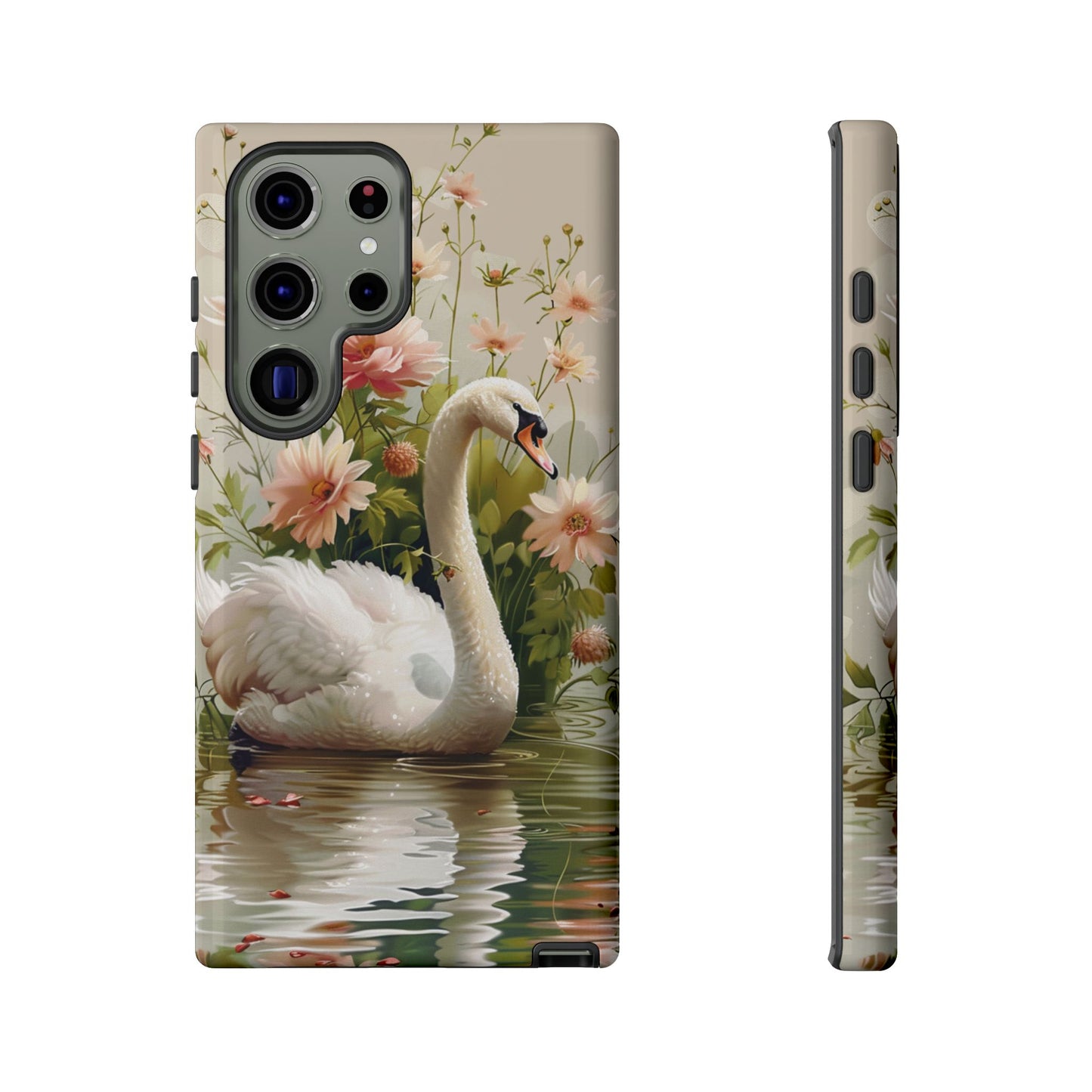 Floral Swan Phone Case – Bird Phone Case, Elegant & Protective for iPhone, Samsung & Google Pixel