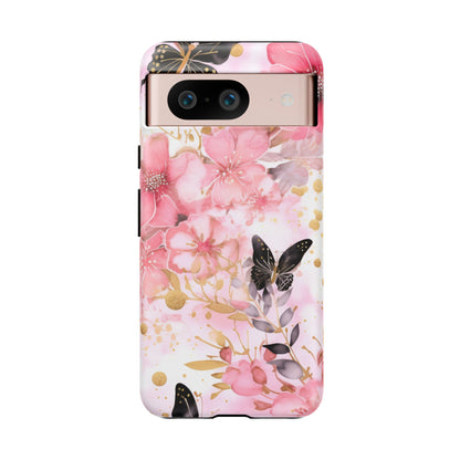 Pink Blossom & Gold Butterfly Mobile Case