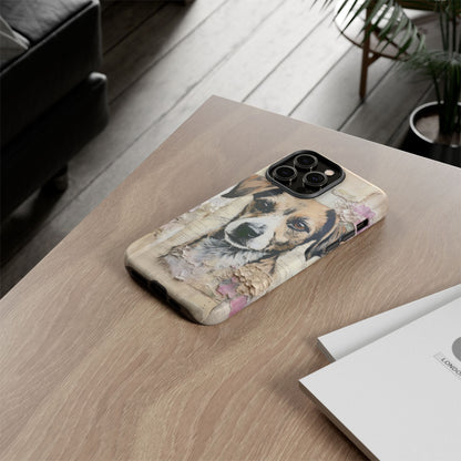 Vintage Collage Dog Portrait Mobile Cover – Artistic Mixed Media Design