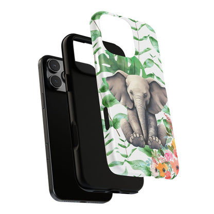 Cute Baby Elephant Mobile Cover – Floral & Tropical Aesthetic