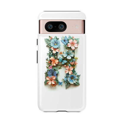 Floral Letter H Phone Case – Personalized Aesthetic Cover for iPhone, Samsung & Google Pixel