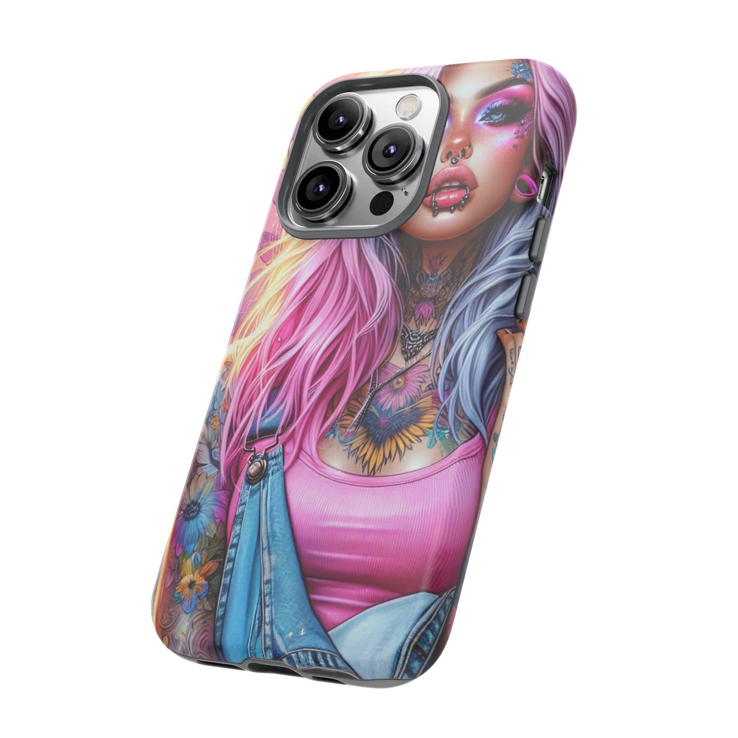 Sunset Glow – Pastel Punk & Floral Ink Mobile Cover