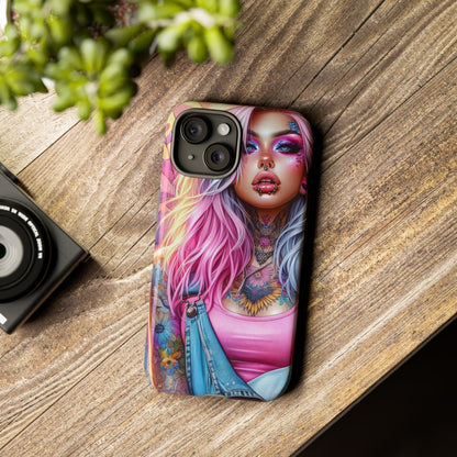 Sunset Glow – Pastel Punk & Floral Ink Mobile Cover
