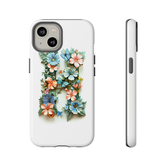Floral Letter H Phone Case – Personalized Aesthetic Cover for iPhone, Samsung & Google Pixel