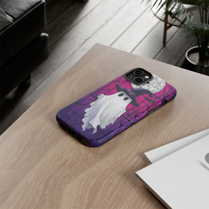 Stylized Halloween Illustration of a Ghost in Stained Glass  phone case design.