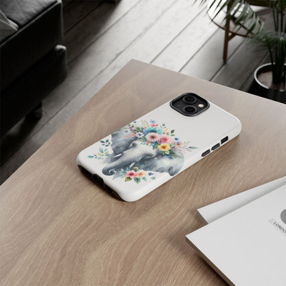 Floral Crown Elephant Mobile Cover – Elegant Watercolor Art