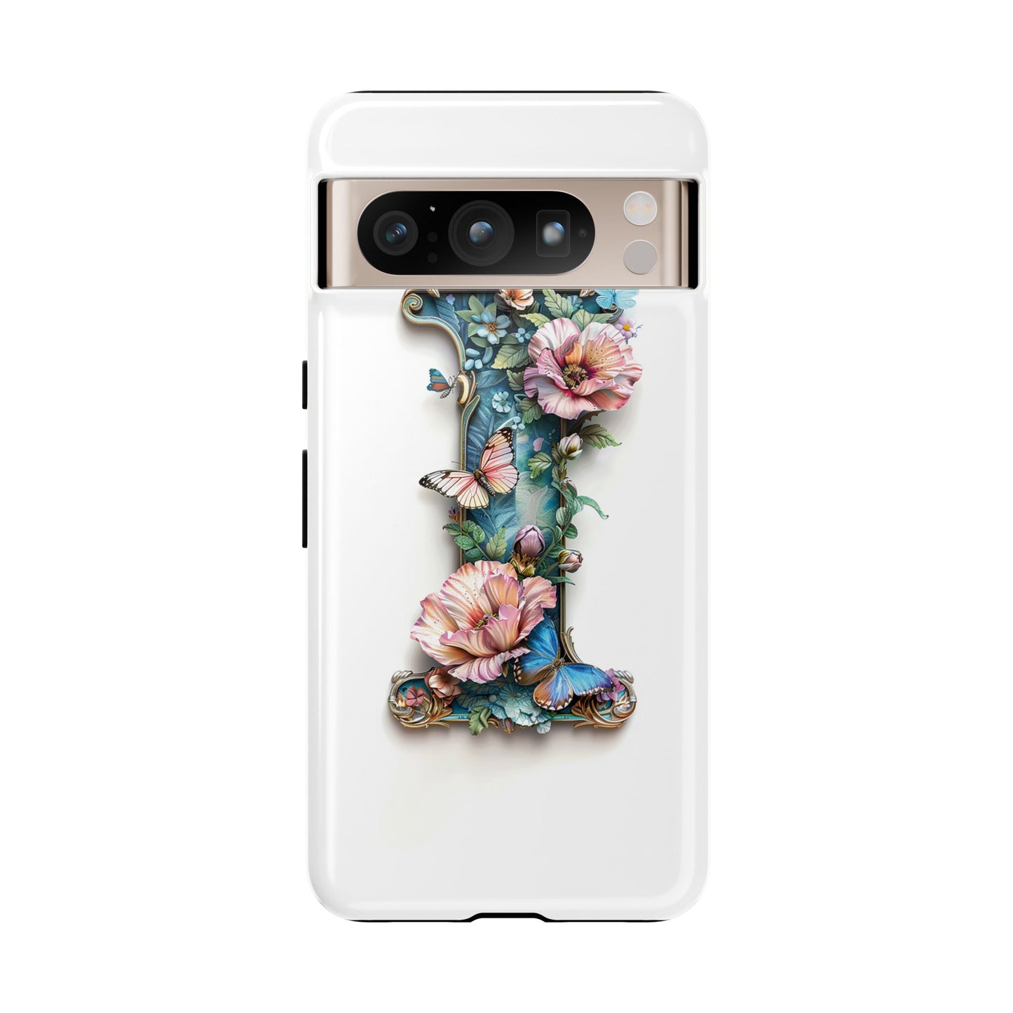 Floral Letter I Phone Case – Personalized Aesthetic Cover for iPhone, Samsung & Google Pixel