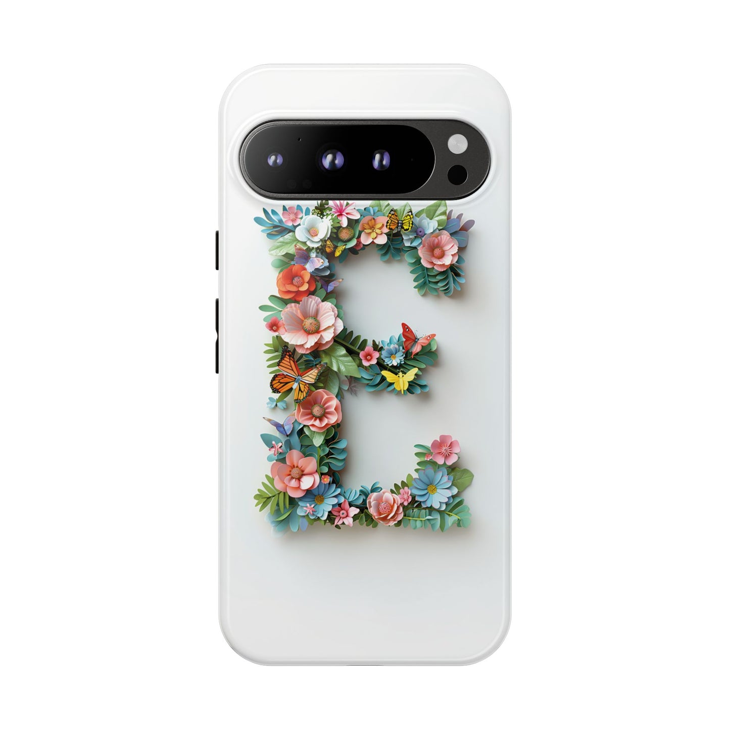 Floral Letter E Phone Case – Personalized Aesthetic Cover for iPhone, Samsung & Google Pixel