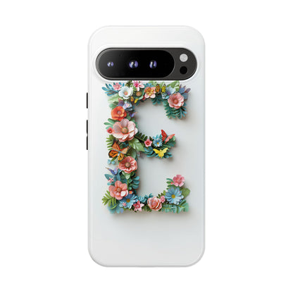 Floral Letter E Phone Case – Personalized Aesthetic Cover for iPhone, Samsung & Google Pixel