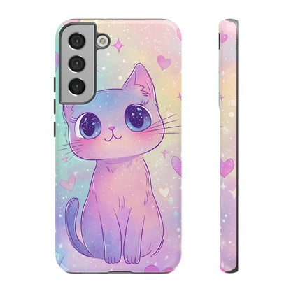 Cosmic Cat Phone Case – Sparkly Anime Aesthetic for iPhone, Google Pixel & Samsung
