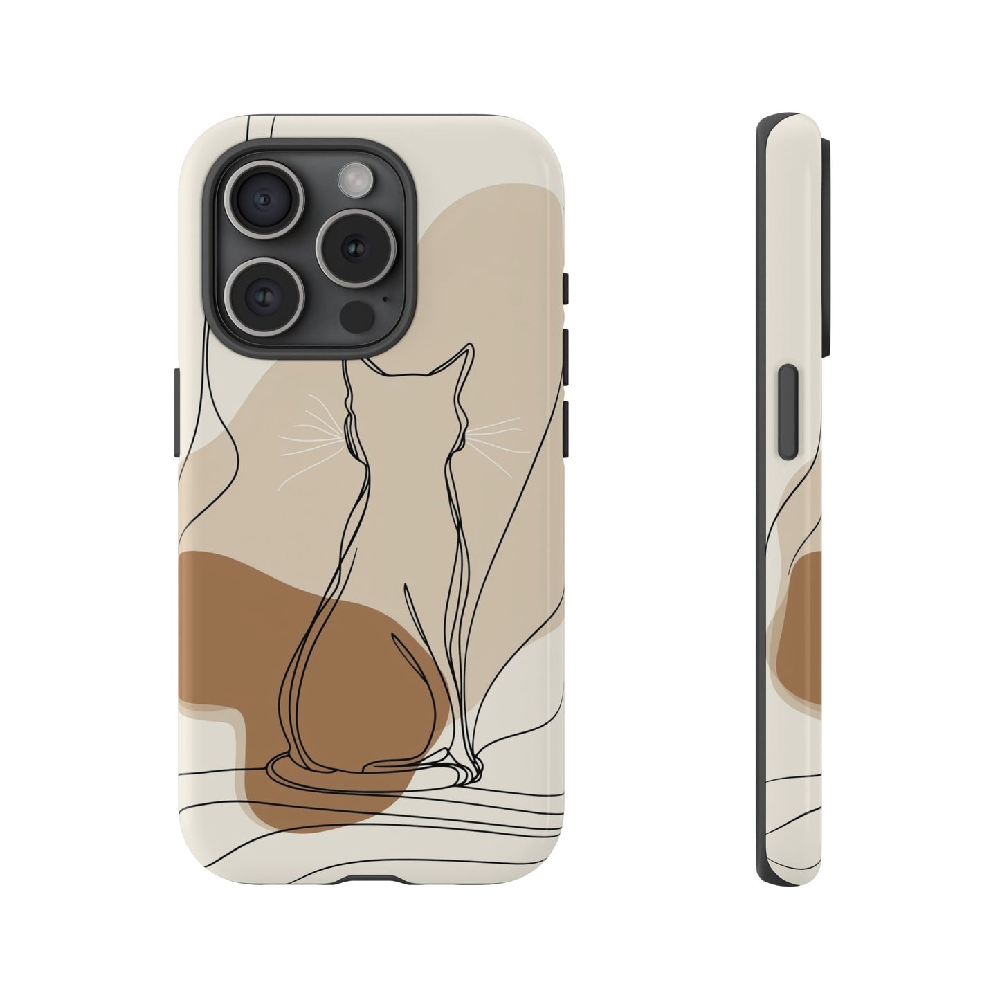 Minimalist Cat Silhouette: Elegant Line Art Phone Case for iPhone, Samsung & Pixel