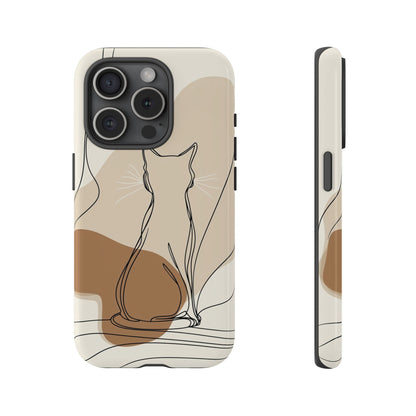 Minimalist Cat Silhouette: Elegant Line Art Phone Case for iPhone, Samsung & Pixel