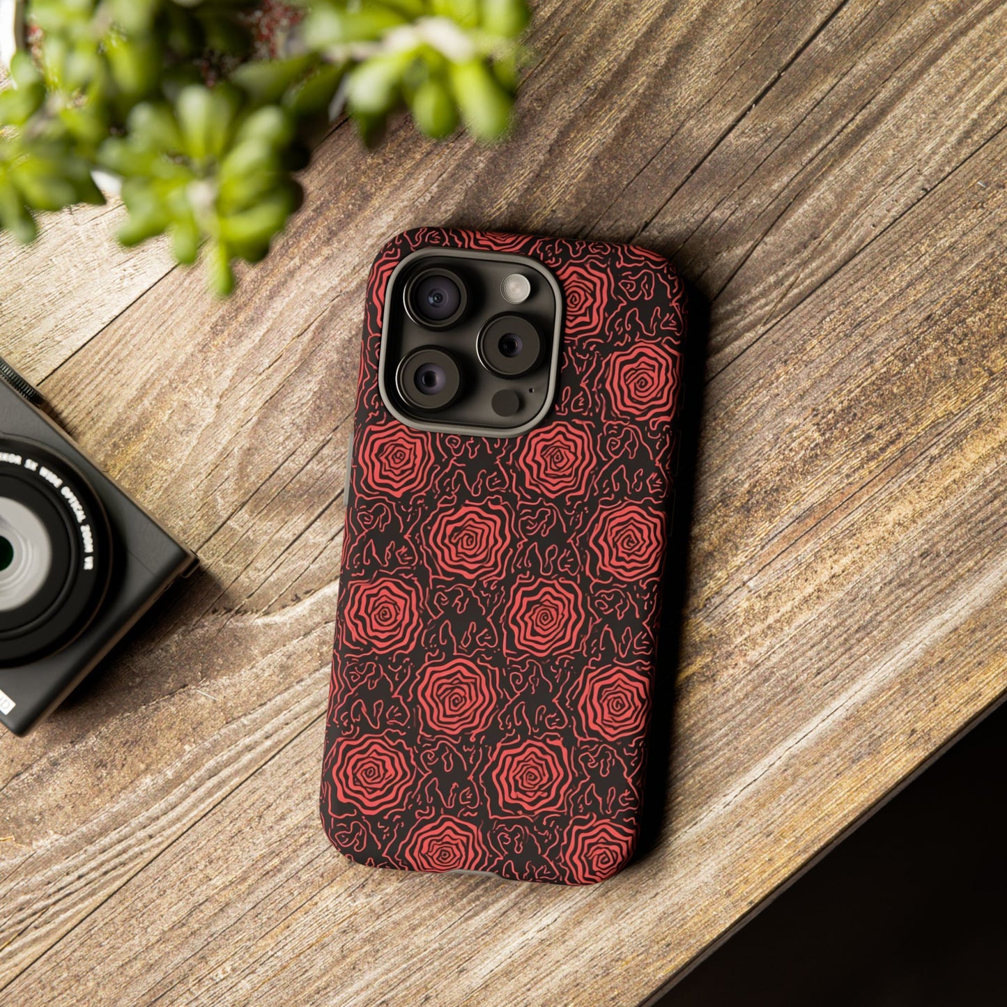 Red roses abstract geometric seamless pattern design