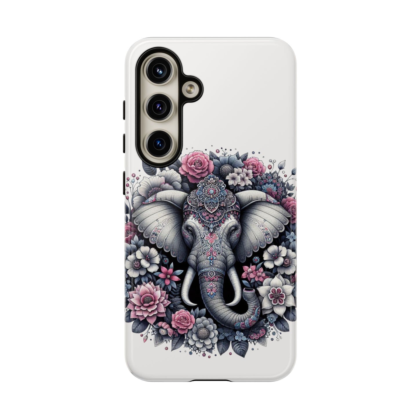 Ornate Floral Elephant Mobile Cover – Elegant Bohemian Art