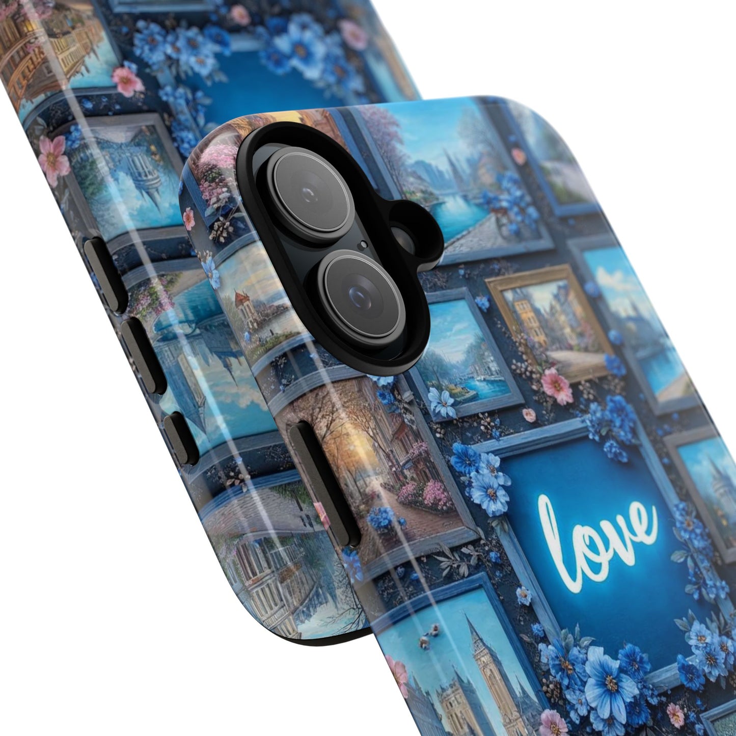 Blue Floral Love Frame Phone Case