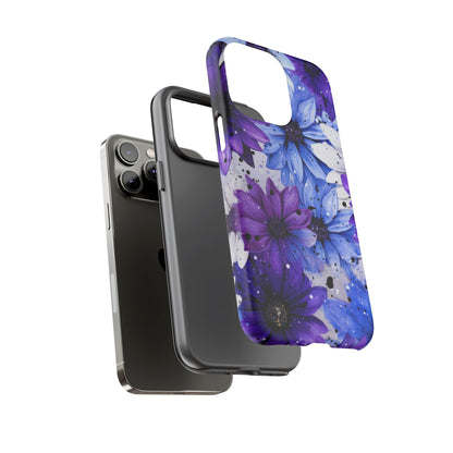 Blue & Purple Floral Splash Mobile Cover – Elegant Artistic Flowers
