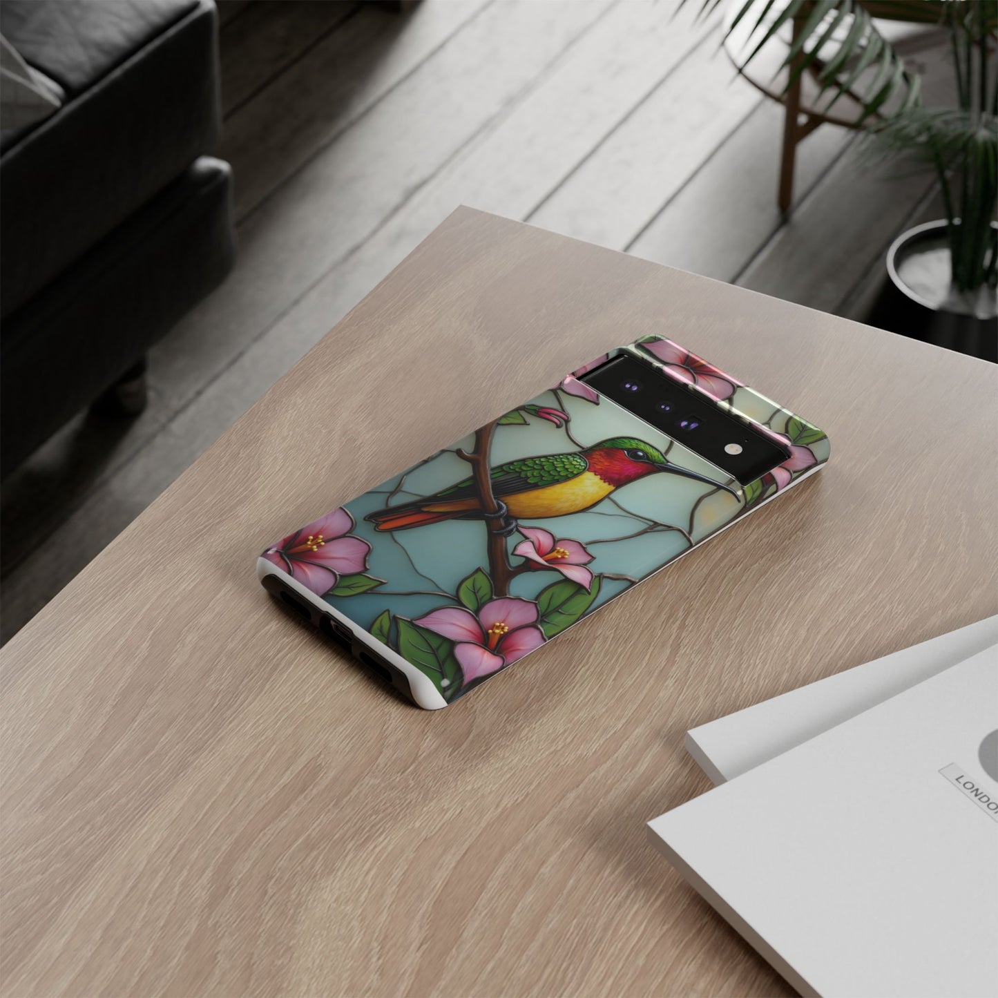 Elegant Hummingbird with Floral Mosaic | Artistic Nature Design