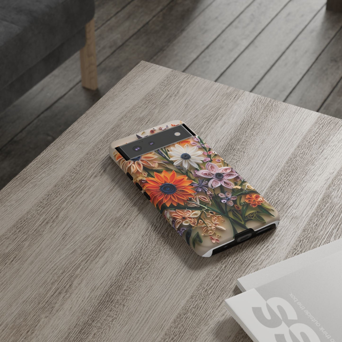 Intricate Quilled Floral Artwork In Vibrant Colors phone case design.