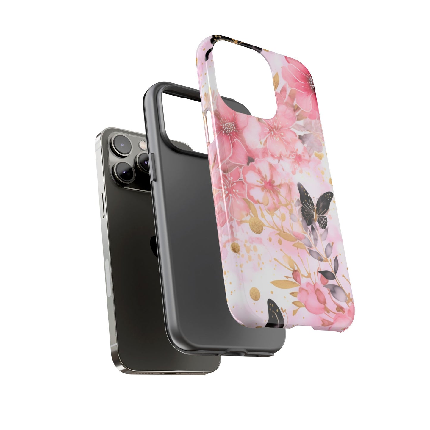 Pink Blossom & Gold Butterfly Mobile Case