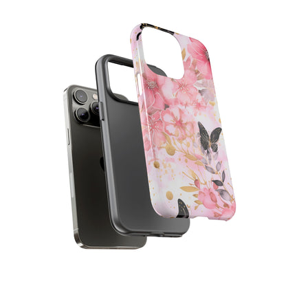 Pink Blossom & Gold Butterfly Mobile Case