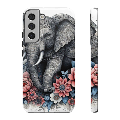 Mandala Elephant Mobile Cover – Elegant Black & White Floral Art